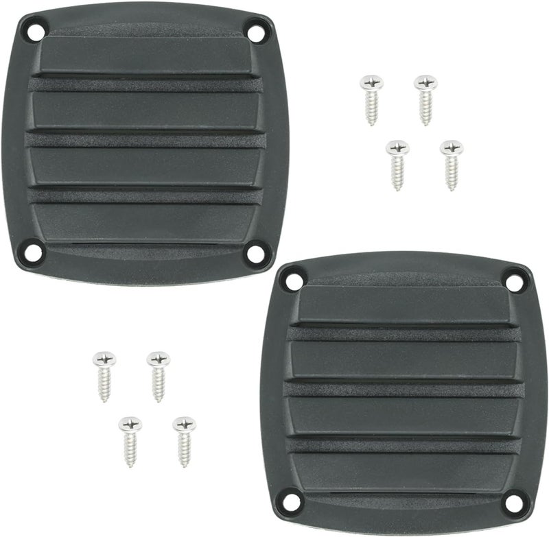 LTEMG Marine Louvered Nylon Boat Vent,Black Plastic Square Air Vent,Free Stainless Steel Screws(2 Pcs) - Image 1